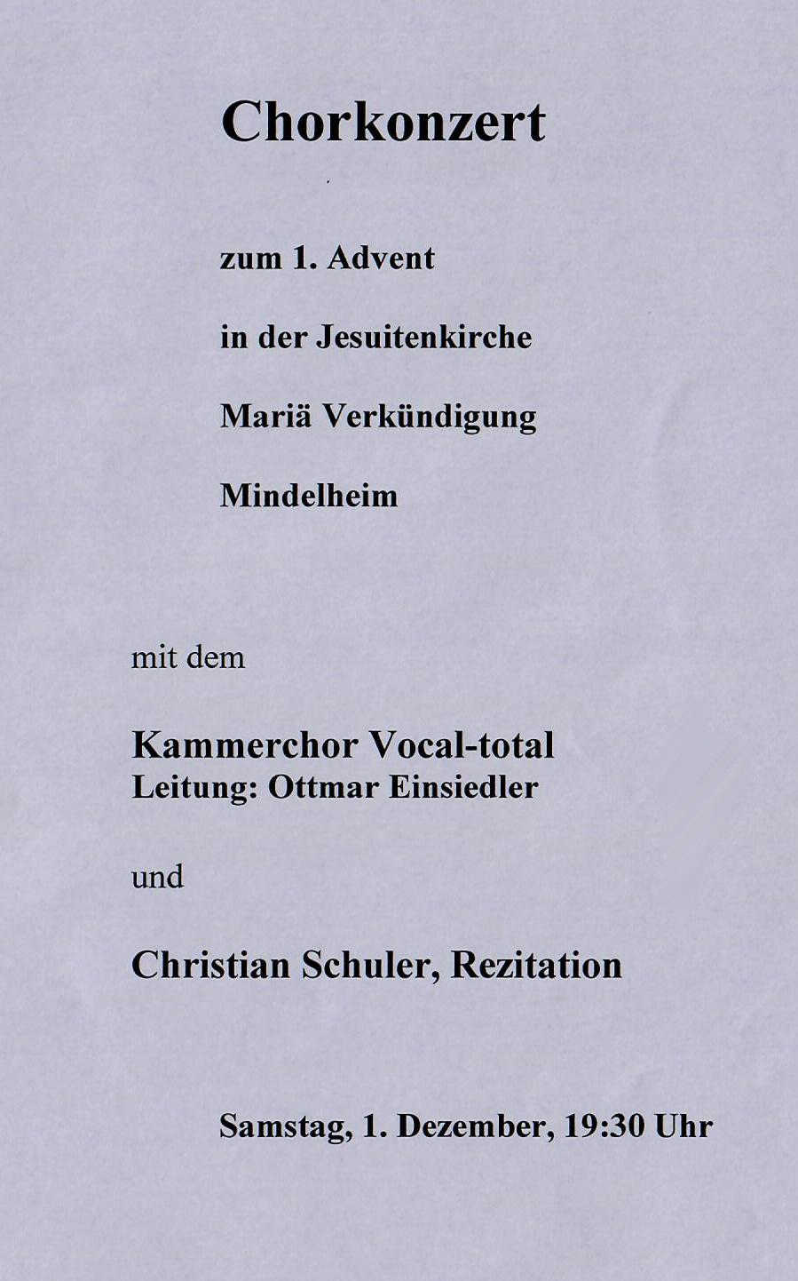 Programm Adventskonzert 2018